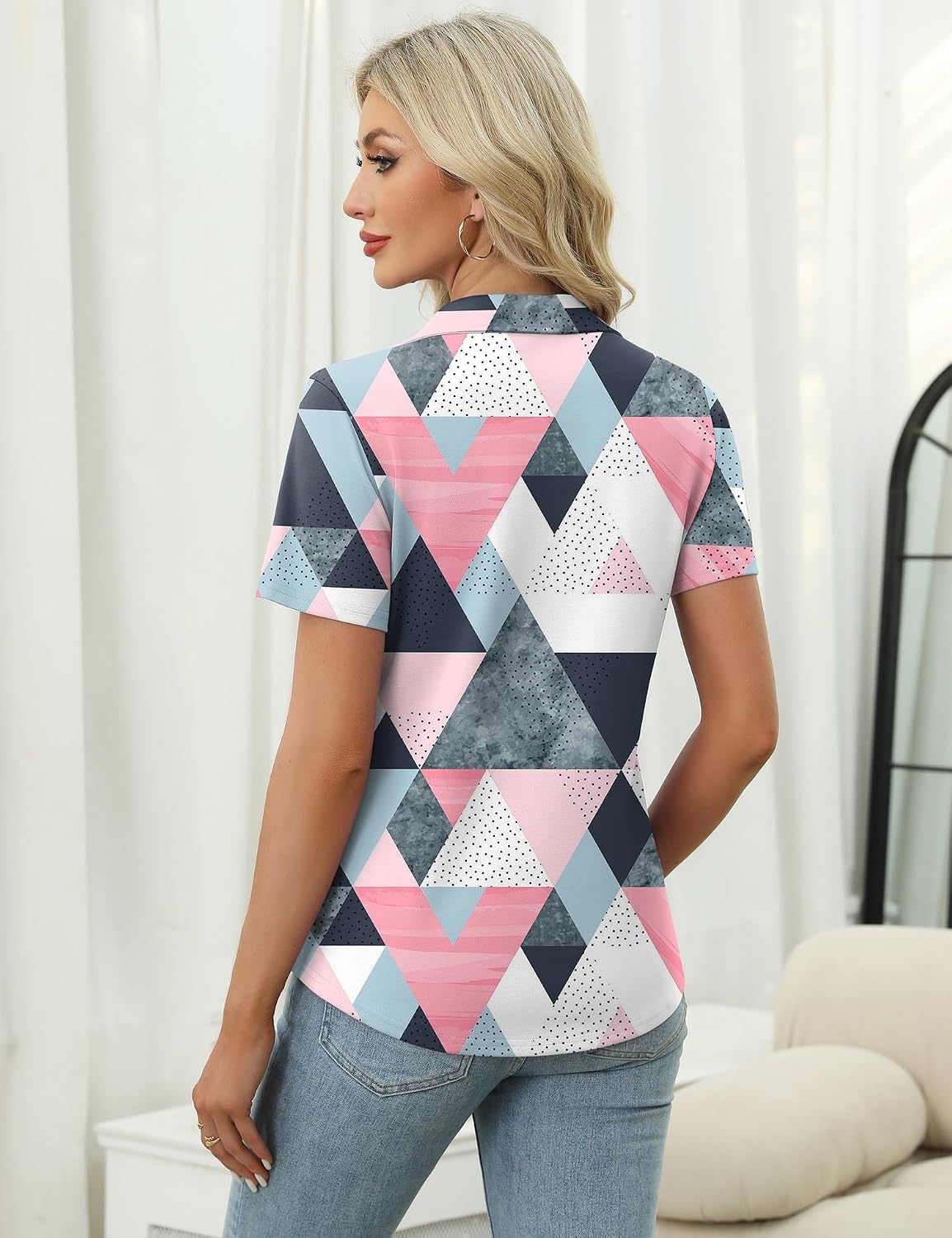 LOMON Womens Golf Polo Shirts Summer Short Sleeve 1/4 Zip Tops Moisture Wicking Casual Tennis Activewear with Pockets - Image 6