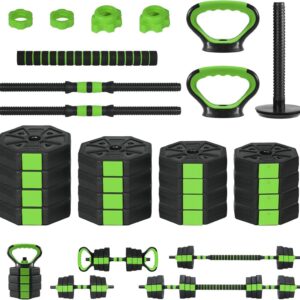 Adjustable Dumbbell Set, 44/66/88Lbs 4-in-1 Free Weights for Home Gym, Converts to Kettlebell & Barbell with Connector, Non-Slip Grip, Ideal for Men & Women Strength Training