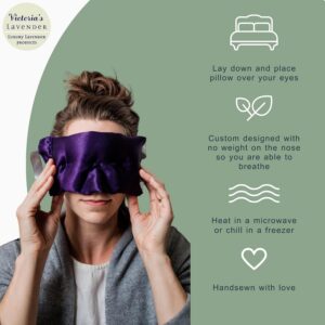 Victoria’s Lavender Luxury Aromatherapy Lavender Eye Mask Pillow – Ideal for Hot or Cold Applications, Weighted Eye Compression, Meditation Silk Eye Mask, Made in the USA (Colors May Vary)
