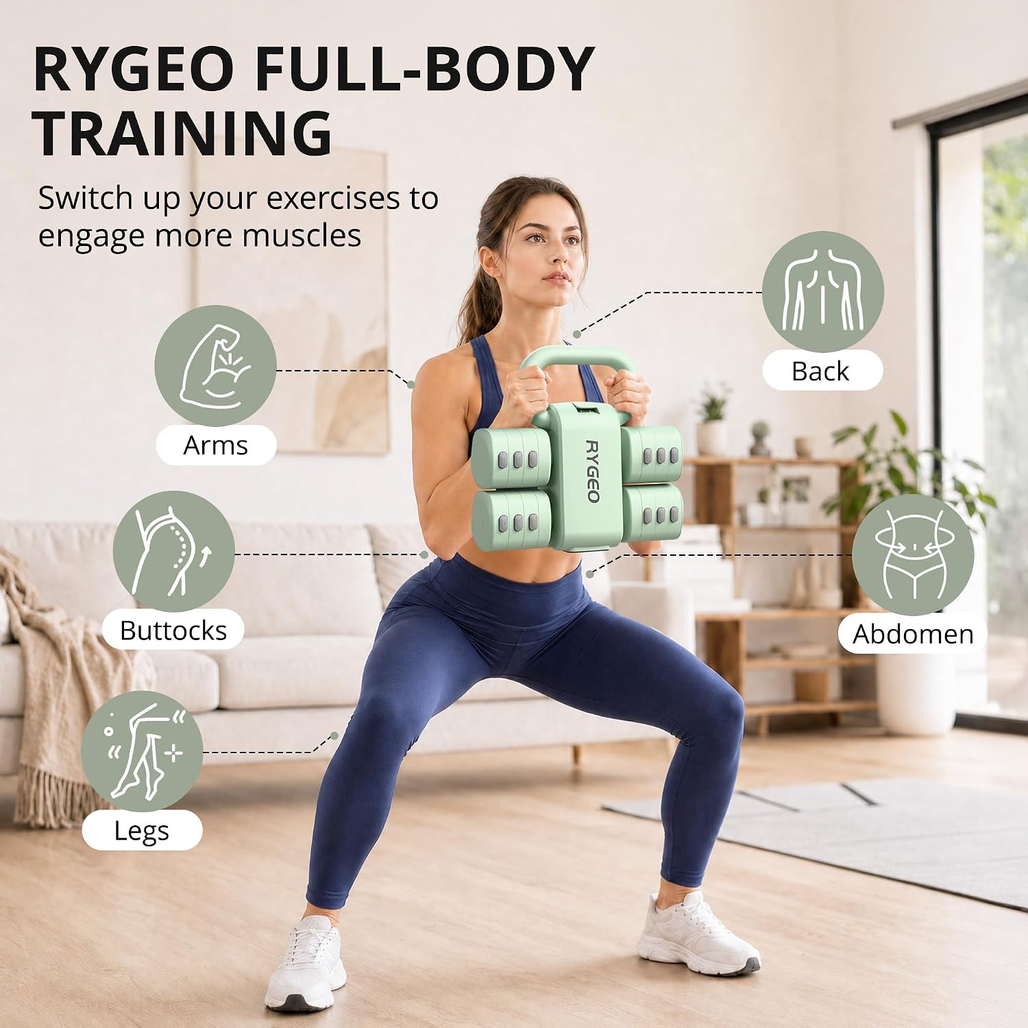 RYGEO Adjustable Dumbbell Set of 2, 4-in-1 Free Weights for Women & Men, Quick-Adjust Hand Weights 2lb, 3lb, 4lb, 5lb,12lbs, Ideal for Home Gyms, Chest Press Machines & Twisters. - Image 7