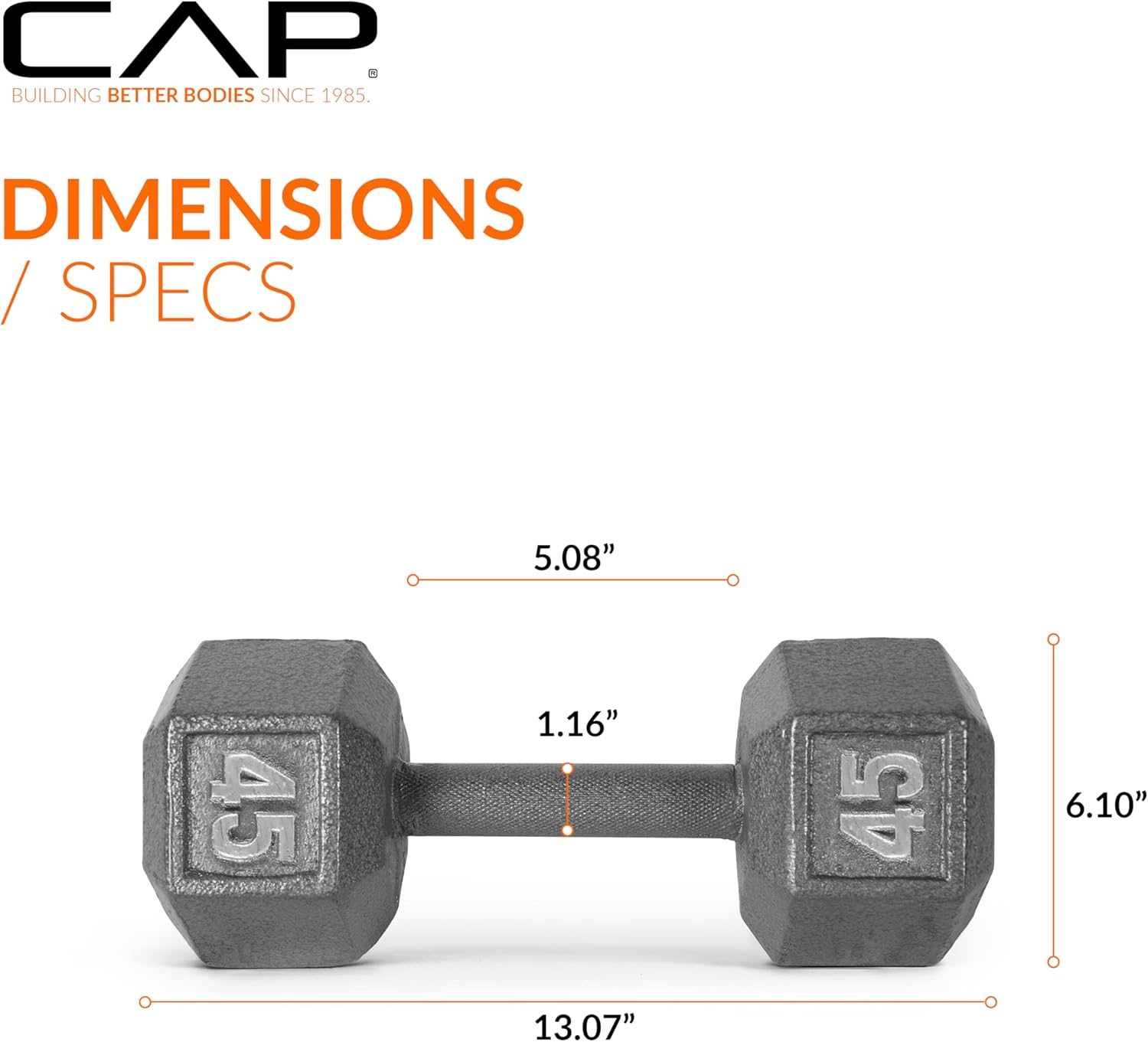 CAP Barbell Cast Iron Hex Dumbbell | Multiple Options - Image 4