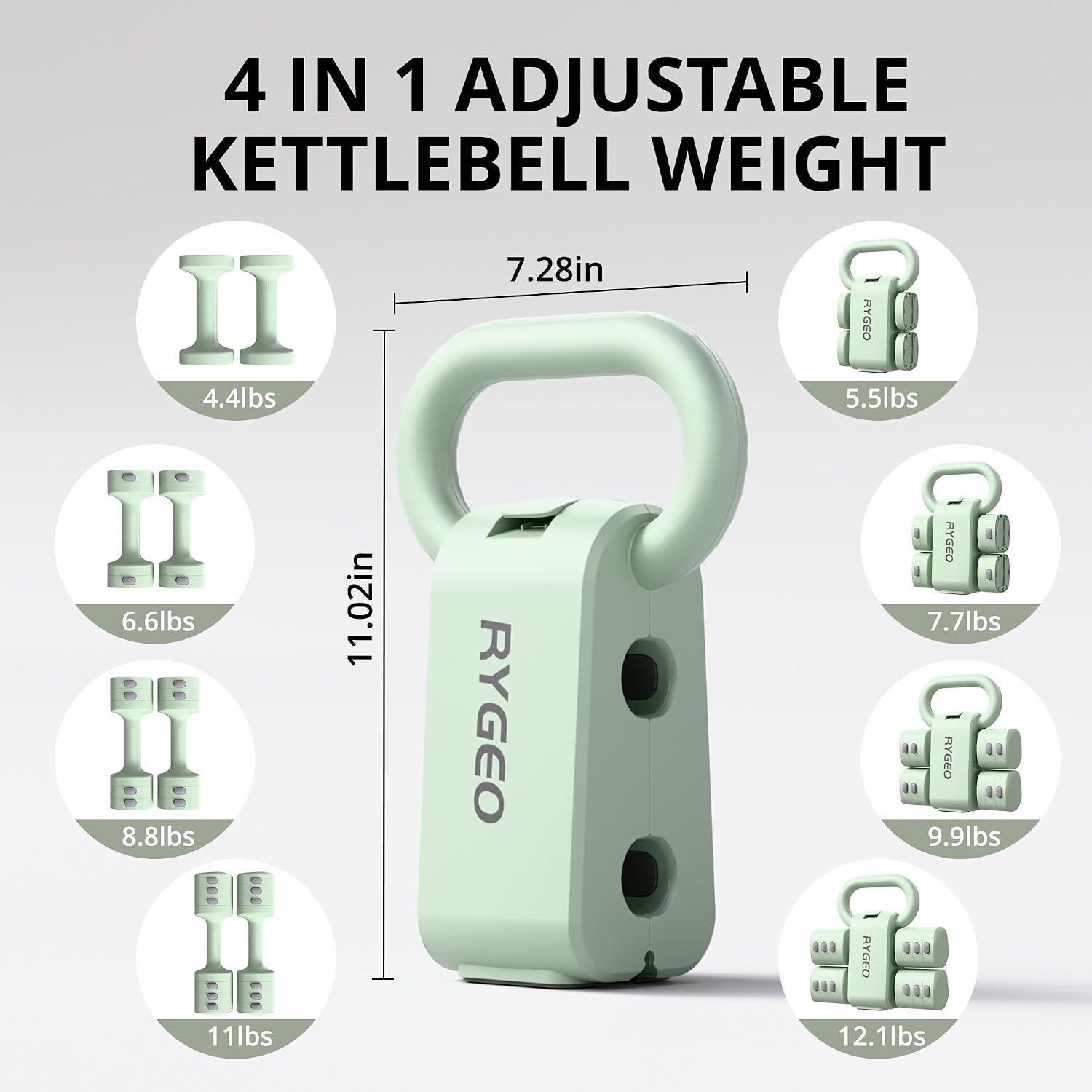 RYGEO Adjustable Dumbbell Set of 2, 4-in-1 Free Weights for Women & Men, Quick-Adjust Hand Weights 2lb, 3lb, 4lb, 5lb,12lbs, Ideal for Home Gyms, Chest Press Machines & Twisters. - Image 3