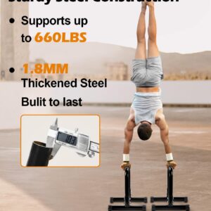 TABEKE Push Up Bar, 14” High Steel Parallettes & Dip Bar with Full Coverage Foam Handle, Heavy-Duty Calisthenics Parallel Bars for L-Sit, Dips, Home Gym Strength Training Workout