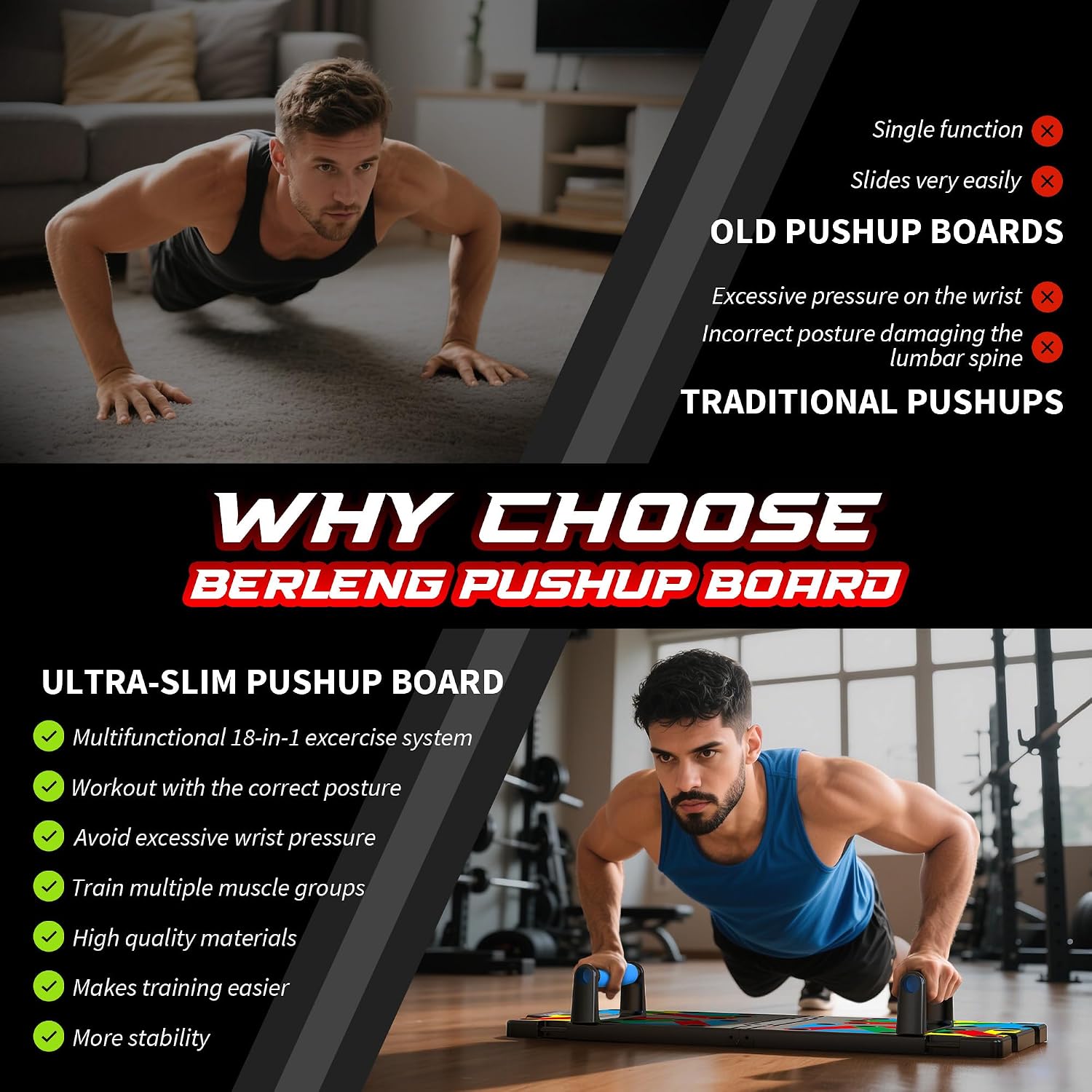 IUT Solid Push Up Board 15 in 1 Home Workout Equipment Multi-Functional Pushup Stands System Fitness Floor Chest Muscle Exercise Professional Equipment Burn Fat - Image 5
