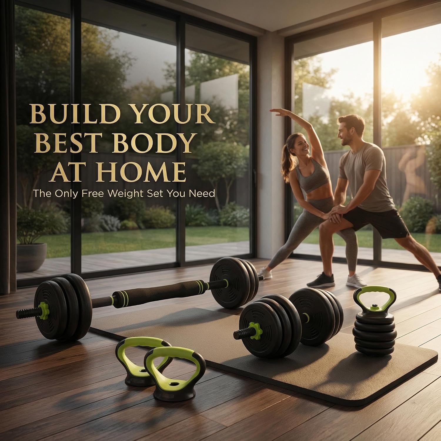 44LB Adjustable Dumbbell Set, 4-in-1 Weight Set with Barbell, Kettlebell & Push-Up Stand, Free Weights for Home Gym, Full Body Strength Training for Men & Women - Image 7