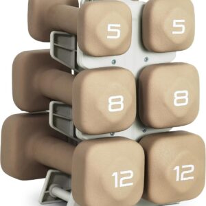 Tone Fitness Neoprene Dumbbell Set with Storage Rack – Non-Slip, Anti-Roll Hand Weights for Home Gym Workouts | 20 lb, 32 lb, 50 lb, 60 lb & 100 lb Options
