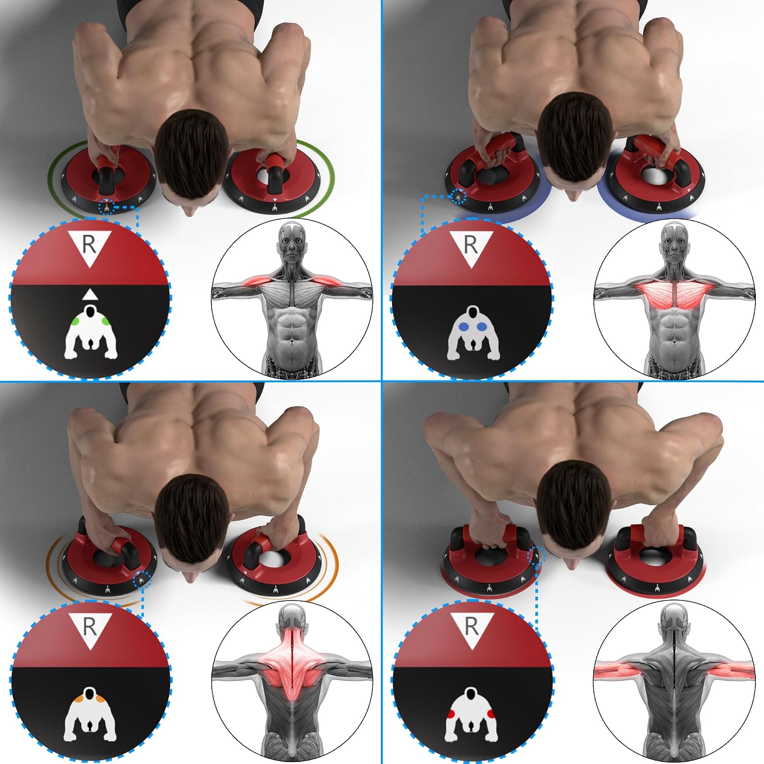 READAEER Push Up Bars, Rotating Handle Design with Bearings for Smooth, Effortless for a Wider Range of Motion, Handle Rotation, Wide Grips with Non-Slip Rubber Pads for Comfort Exercise - Image 4