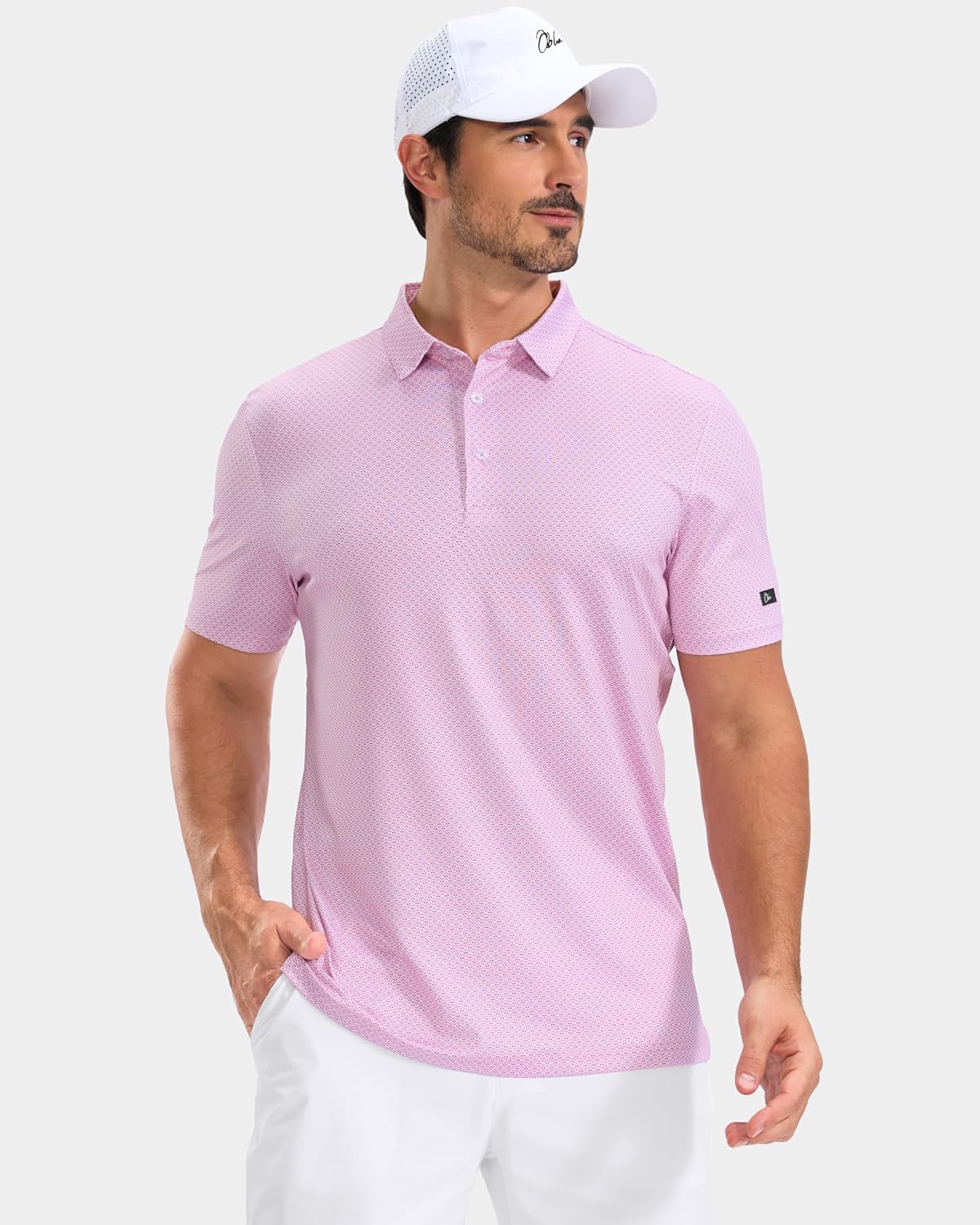 Obla Mens Golf Shirt Short Sleeve Dry Fit Moisture Wicking Performance Athletic Casual Print Collared Polo Shirts for Men - Image 2