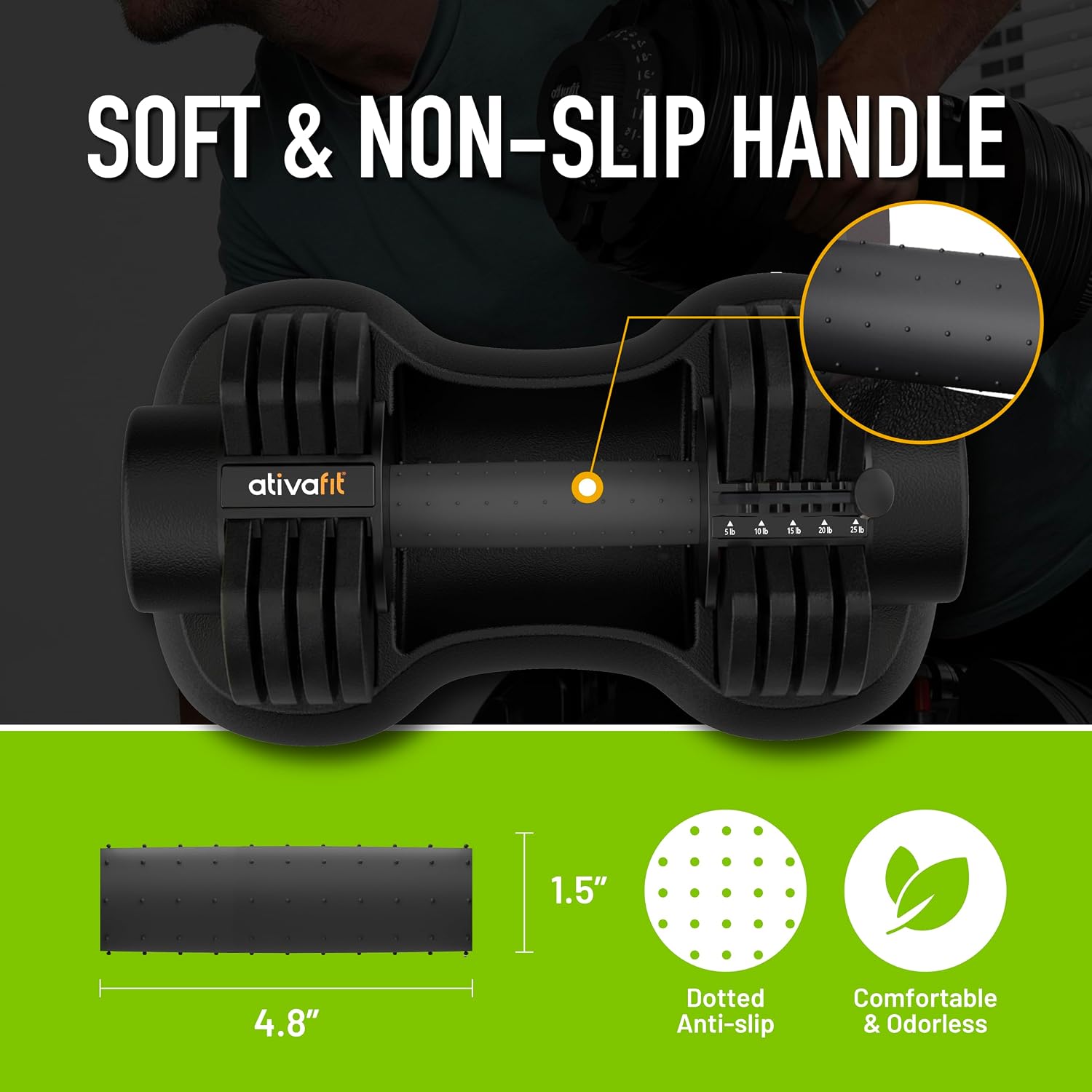 ATIVAFIT Adjustable Dumbbell Set of 2, 5–88LB Quick Dial Free Weights with Double Safety Lock, Anti-Slip Steel Handle & Storage Box, Space Saving Home Gym Equipment for Full Body Strength Training, Suitable for Home Fitness Users - Image 4