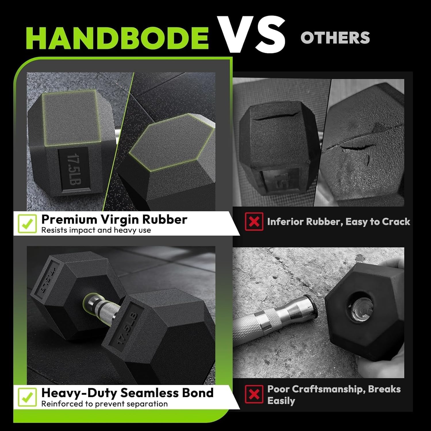 HANDBODE 3-Tier Dumbbell Rack Stand, 1000LB Capacity Storage Rack, Weight Rack for Dumbbells, Kettlebell, 390–790 lb Rubber Coated Fixed Weight Sets, Home Gym Strength Training Equipment - Image 7