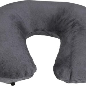 Lewis N Clark Compact Portable Adjustable and Inflatable Cervical Neck Pillow for Travel, Gray