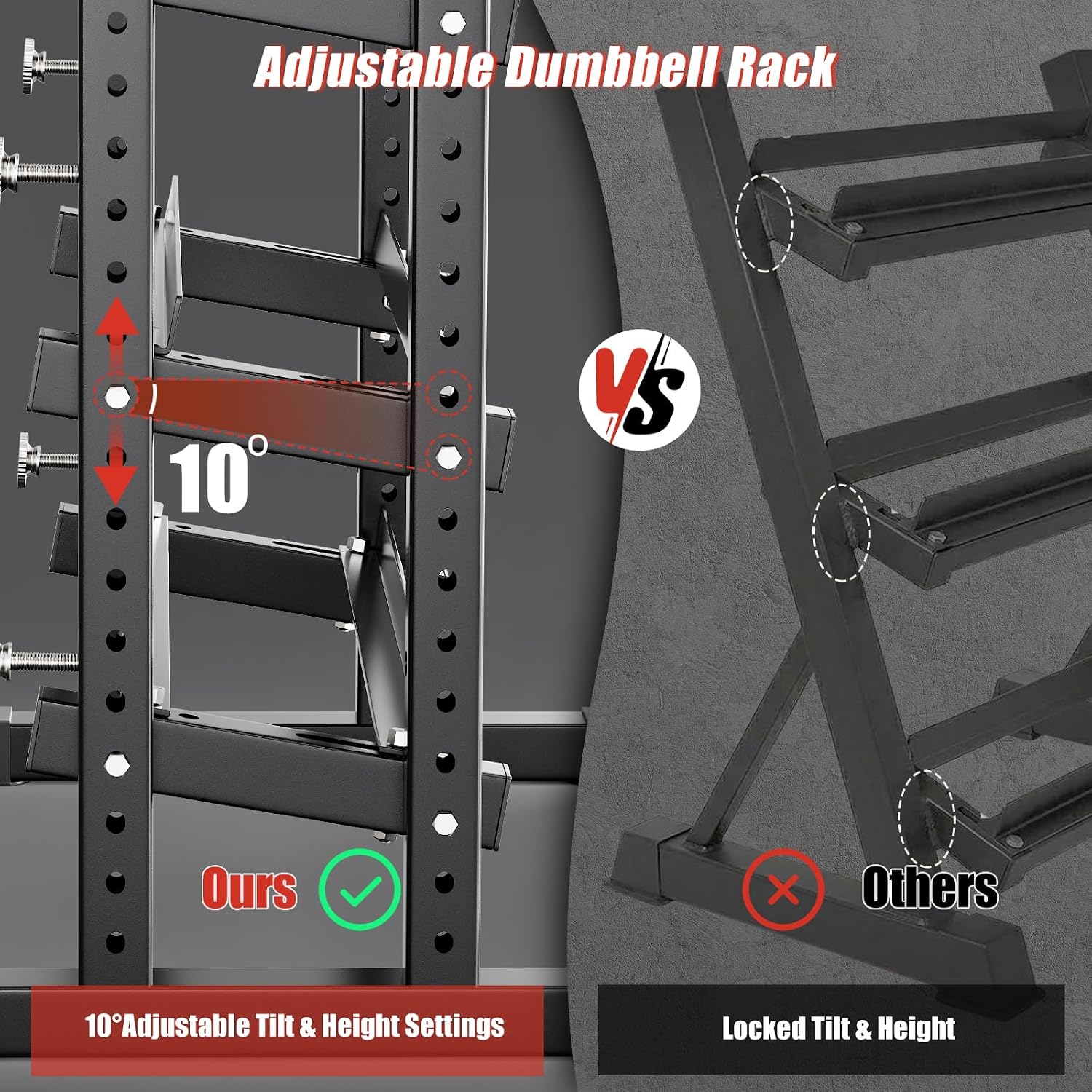 3-Tier Adjustable Dumbbell Rack, Heavy-Duty Weight Rack for Home Gym, Space-Saving Weight Storage Rack for Dumbbells, Kettlebells, Barbells & Plates (Rack Only) - Image 9