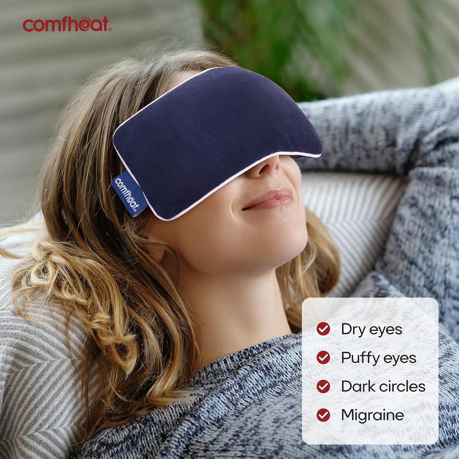Lavender Weighted Eye Pillow - Soft Plush Removable Cover | Moist Heat & Cold Therapy, Natural Aromatherapy Eye Compress Pillow for Relaxation, Yoga, Meditation, and Sleep, Navy Blue - Image 6