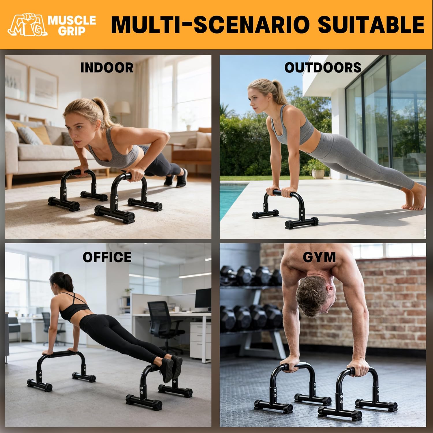Push Up Bars Parallettes, 10โ Heavy-Duty Steel Dip Bars with Non-Slip Foam Handles, Calisthenics Equipment for Handstands, L-Sit & Dips, Home Gym Workout Set with Jump Rope - Image 6