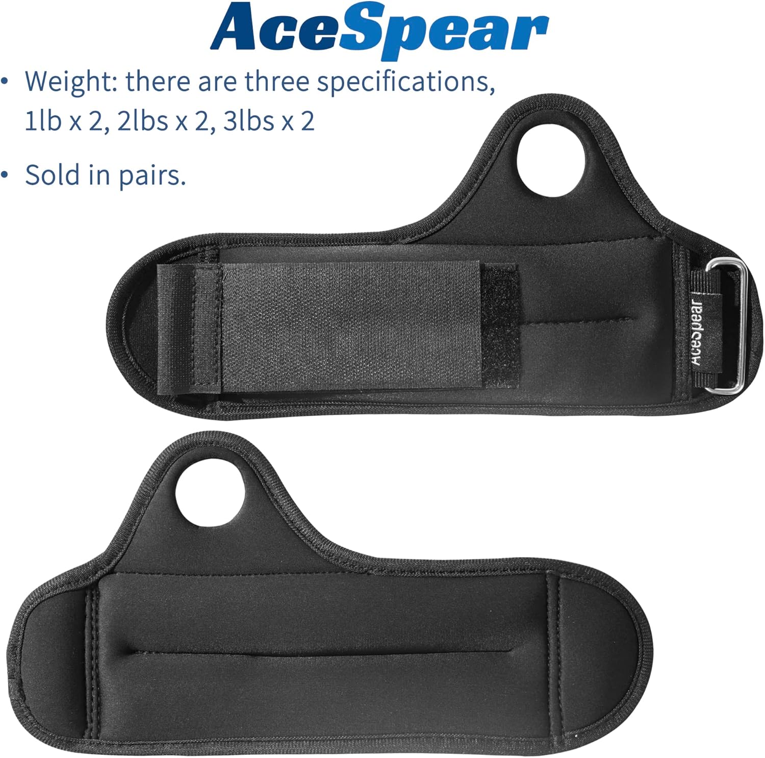AceSpear Wrist Weights with Thumb Loops Lock for Men Women 1lb*2 2lbs*2 3lbs*2 Ankle Weights Weighted Gloves for Running Strength Training Walking Exercises - Image 2