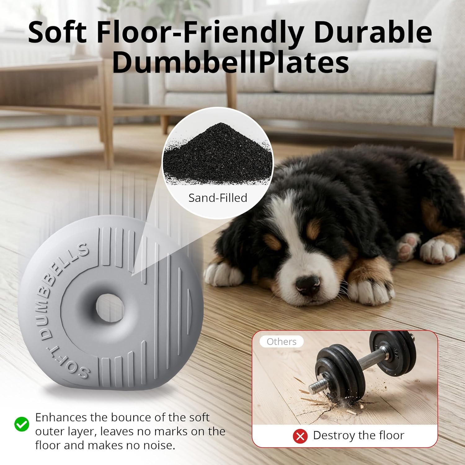 RYGEO Adjustable Dumbbell Set 22lb/44lb/66lb/80lbs Free Weights and Connector, Convert to Barbell, Kettlebells, All Floor Friendly Soft-shell Dumbbells, Home Gym Fitness for Men Women - Image 3