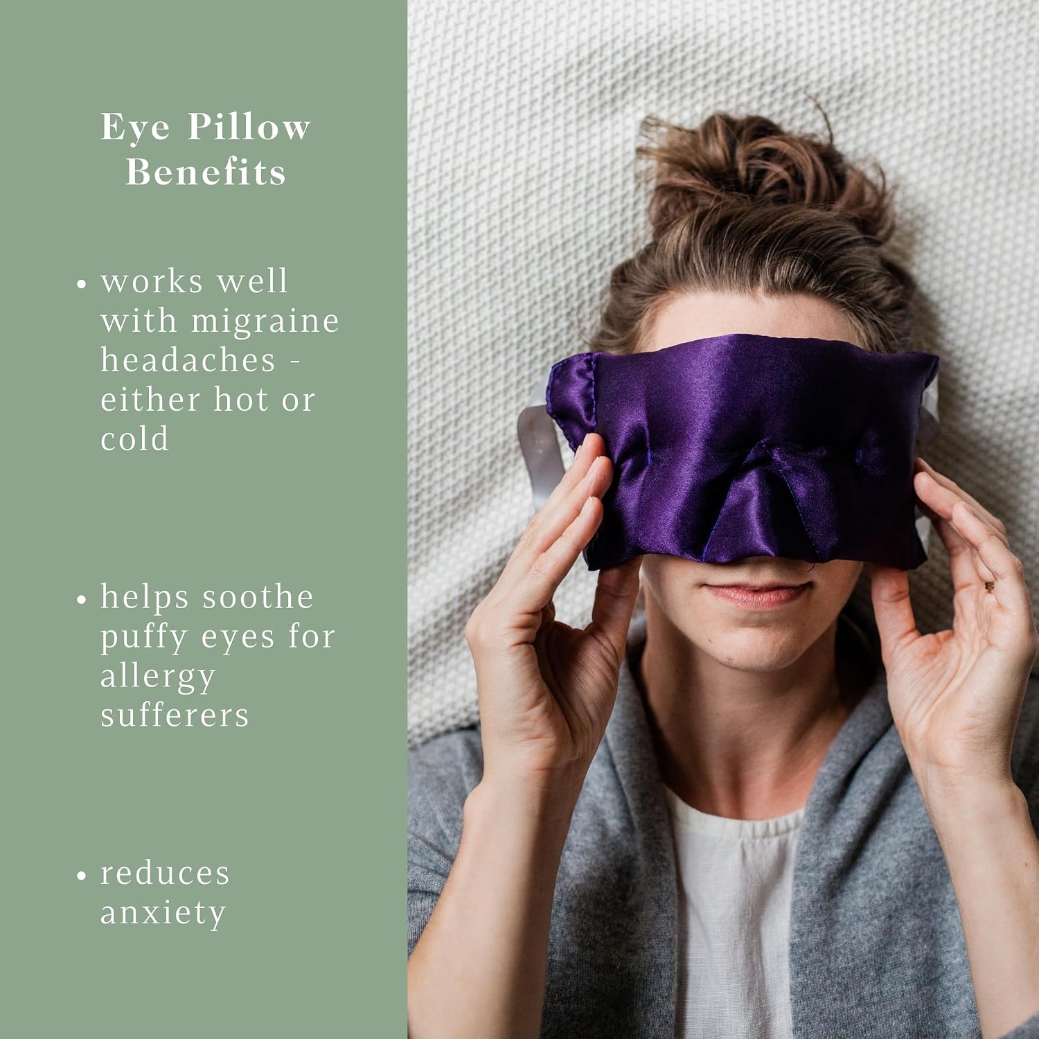 Victoria's Lavender Luxury Aromatherapy Lavender Eye Mask Pillow - Ideal for Hot or Cold Applications, Weighted Eye Compression, Meditation Silk Eye Mask, Made in the USA (Colors May Vary) - Image 4