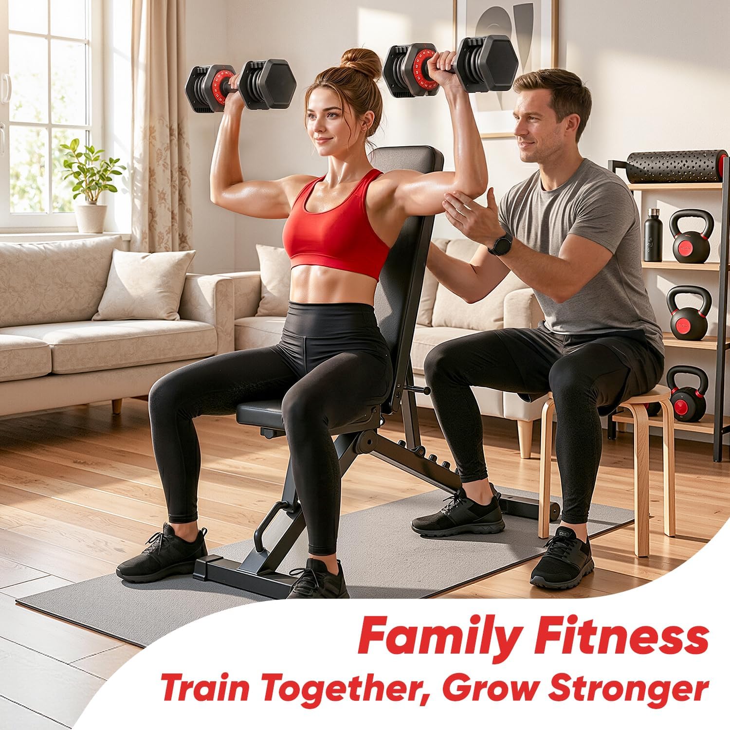 PIRIER Adjustable Dumbbell Set 50LB, 18-in-1 Free Weight Adjustable Dumbbells, One-Hand Twist Adjust, Space-Saving Design, Home Gym Strength Training Equipment for Men & Women - Image 7