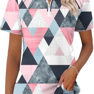 LOMON Womens Golf Polo Shirts Summer Short Sleeve 1/4 Zip Tops Moisture Wicking Casual Tennis Activewear with Pockets