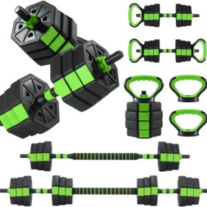 4-in-1 Octagonal Adjustable Dumbbell Set (66/88Lbs) – Converts to Barbell, Kettlebell & Push-Up Stand, Home Gym Free Weights for Men & Women, Full Body Workout with Anti-Slip Handles, Space-Saving
