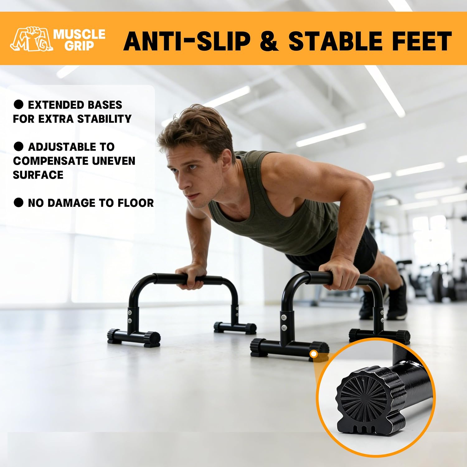 Push Up Bars Parallettes, 10โ Heavy-Duty Steel Dip Bars with Non-Slip Foam Handles, Calisthenics Equipment for Handstands, L-Sit & Dips, Home Gym Workout Set with Jump Rope - Image 2