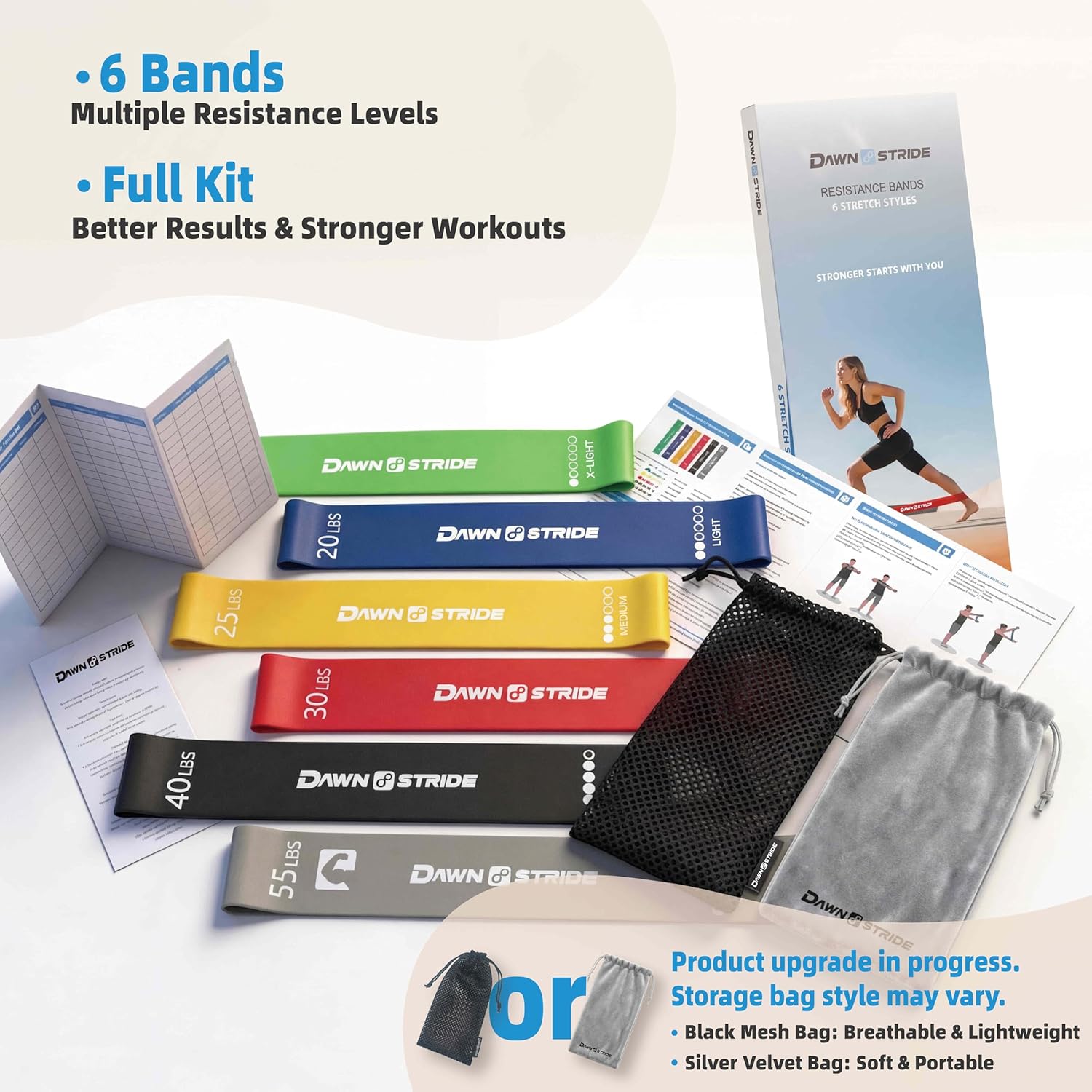 6-Levels Resistance Exercise Loop Bands Set – Elastic Workout Bands for Yoga, Strength Training, Physical Therapy – Guide, Fitness Card & Carry Bag - Image 2