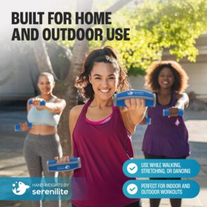 Serenilite Hand Weights for Women & Men Soft Dumbbell Walking Hand Weight Sets – Comfortable Secure Neoprene Dumbbells with Straps for Walking Running Cardio Workout Physical Therapy
