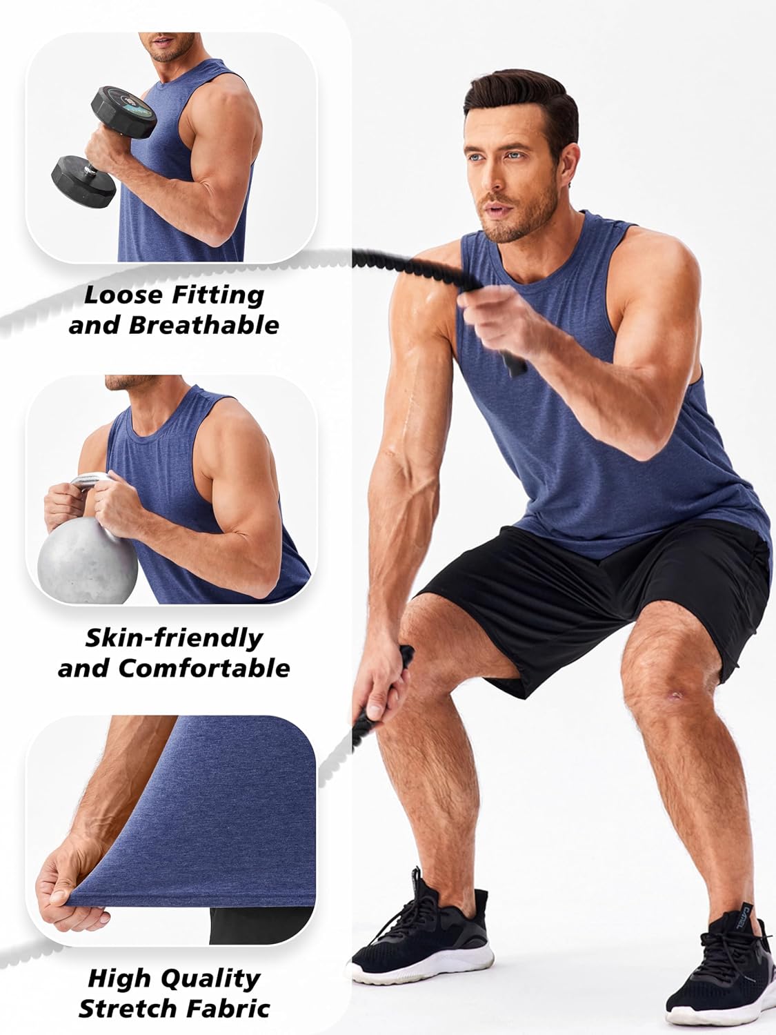 PINSPARK Men's Tank Tops Quick Dry Summer Workout Muscle Shirt Athletic Casual Sleeveless Shirts for Bodybuilding Beach Gym - Image 4