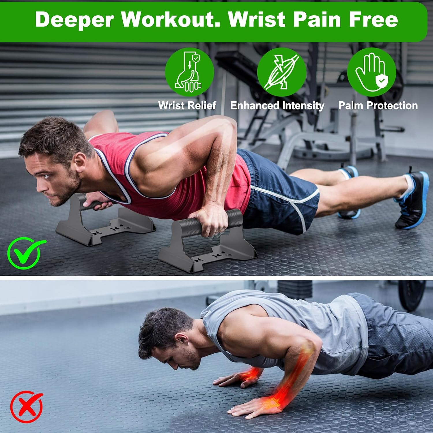SELEWARE Push Up Bars Steel Pushup Stands Parallettes Bars Push Up Handles | Parallettes for Calisthenics, Handstand, Floor Workouts, Sturdy Steel Structure w/Non-Slip Knurled Handles, Supports 600 lbs - Image 6