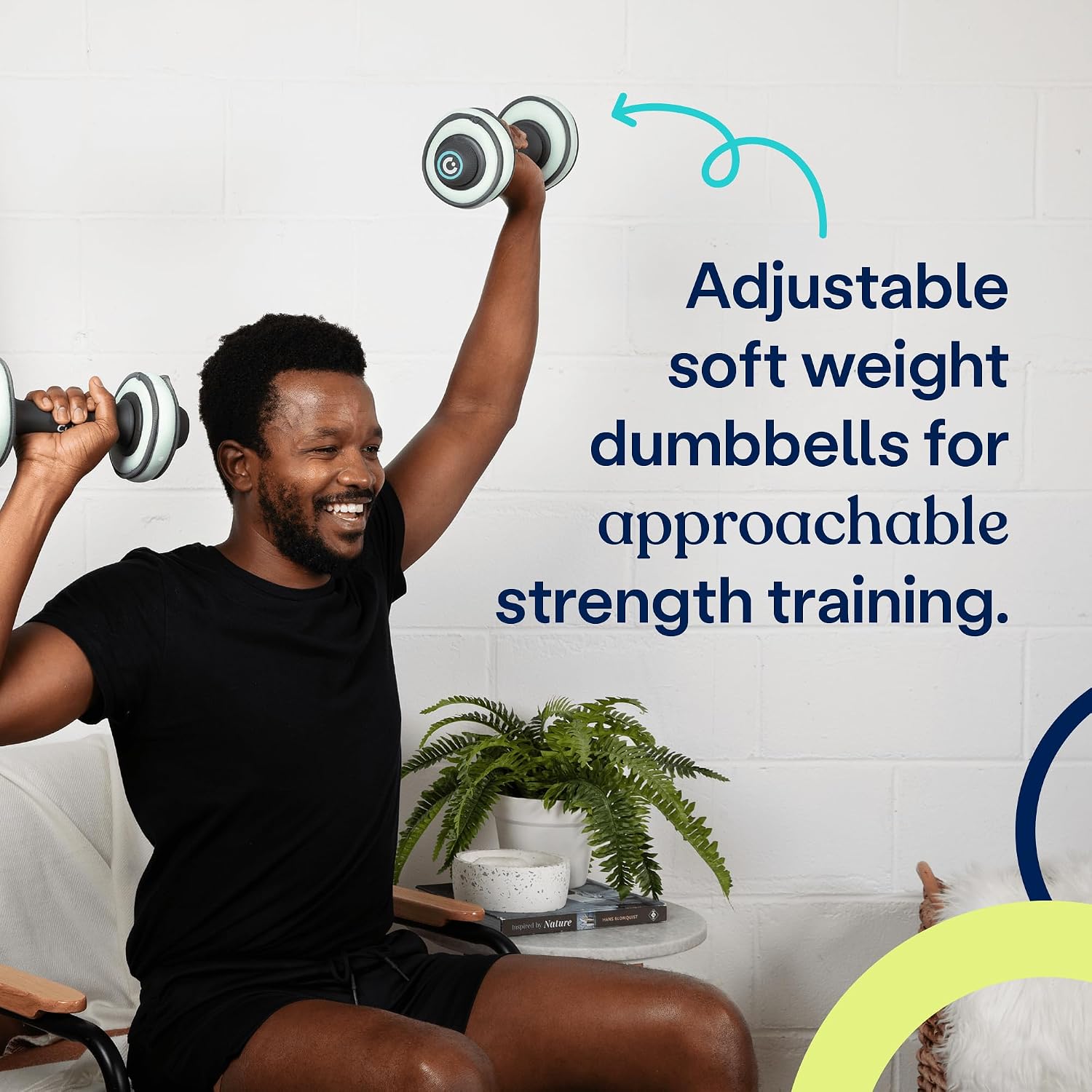 Cubii Build Adjustable Dumbbell Set - Includes Two Adjustable Hand Weight Dumbbells Plus 4 Cubii 1 lb SoftRings Free Weights with Fast and Easy Exercise Weight Adjust for Women and Men Strength - Image 3