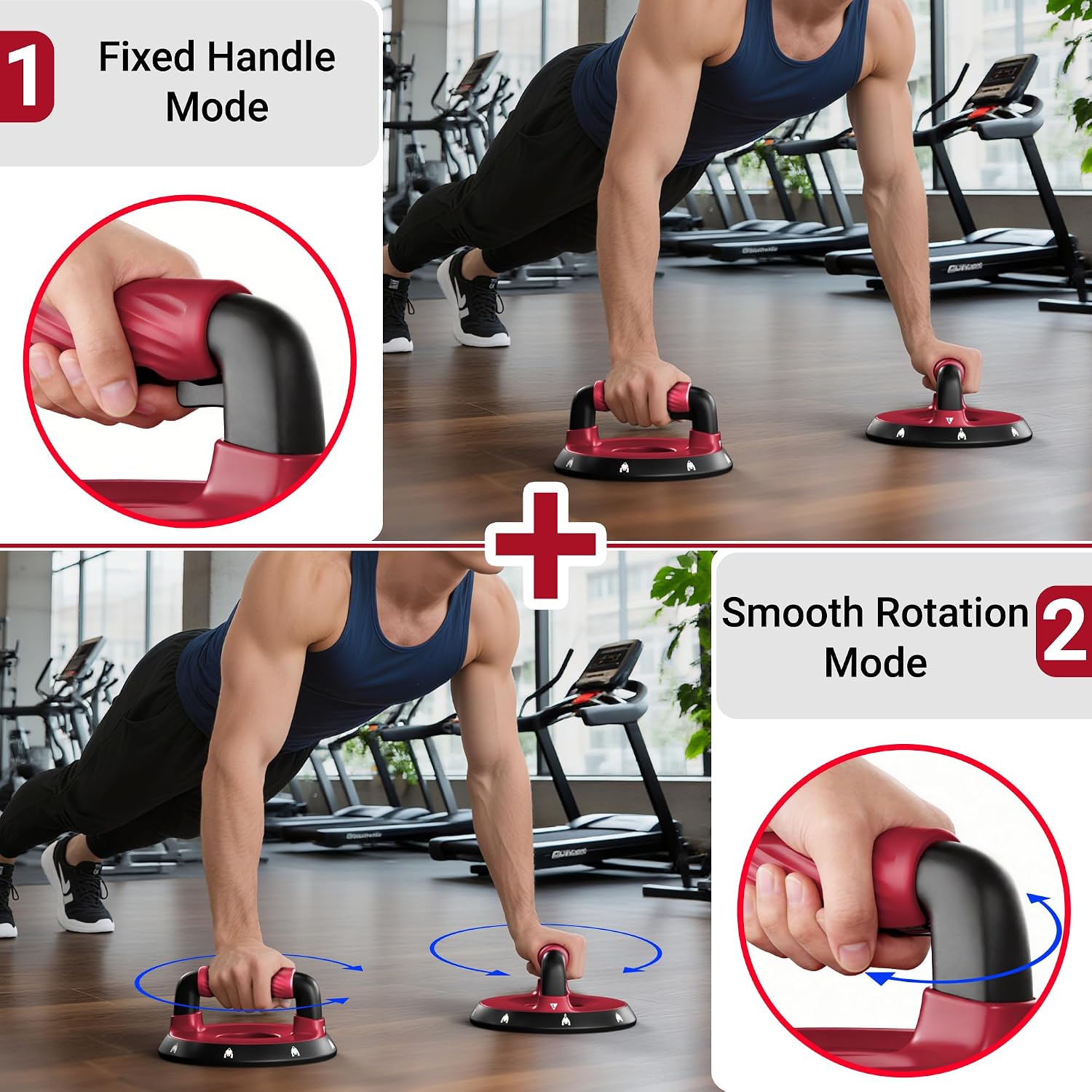 READAEER Push Up Bars, Rotating Handle Design with Bearings for Smooth, Effortless for a Wider Range of Motion, Handle Rotation, Wide Grips with Non-Slip Rubber Pads for Comfort Exercise - Image 2