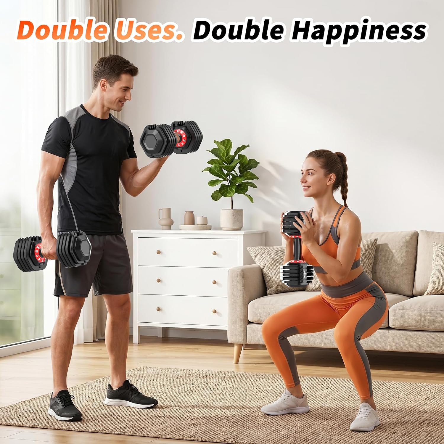 Adjustable Dumbbell Set of 2, 50LBS/100LBS Weights Dumbbell Set with Storage Box, 25lbs/50lbs Pair Adjustable Weights with Anti-slip Silicone Grip, 5-in-1/10-in-1 Quick-Lock Hand Weight Set For Home Gym Suit both Men and Women - Image 6