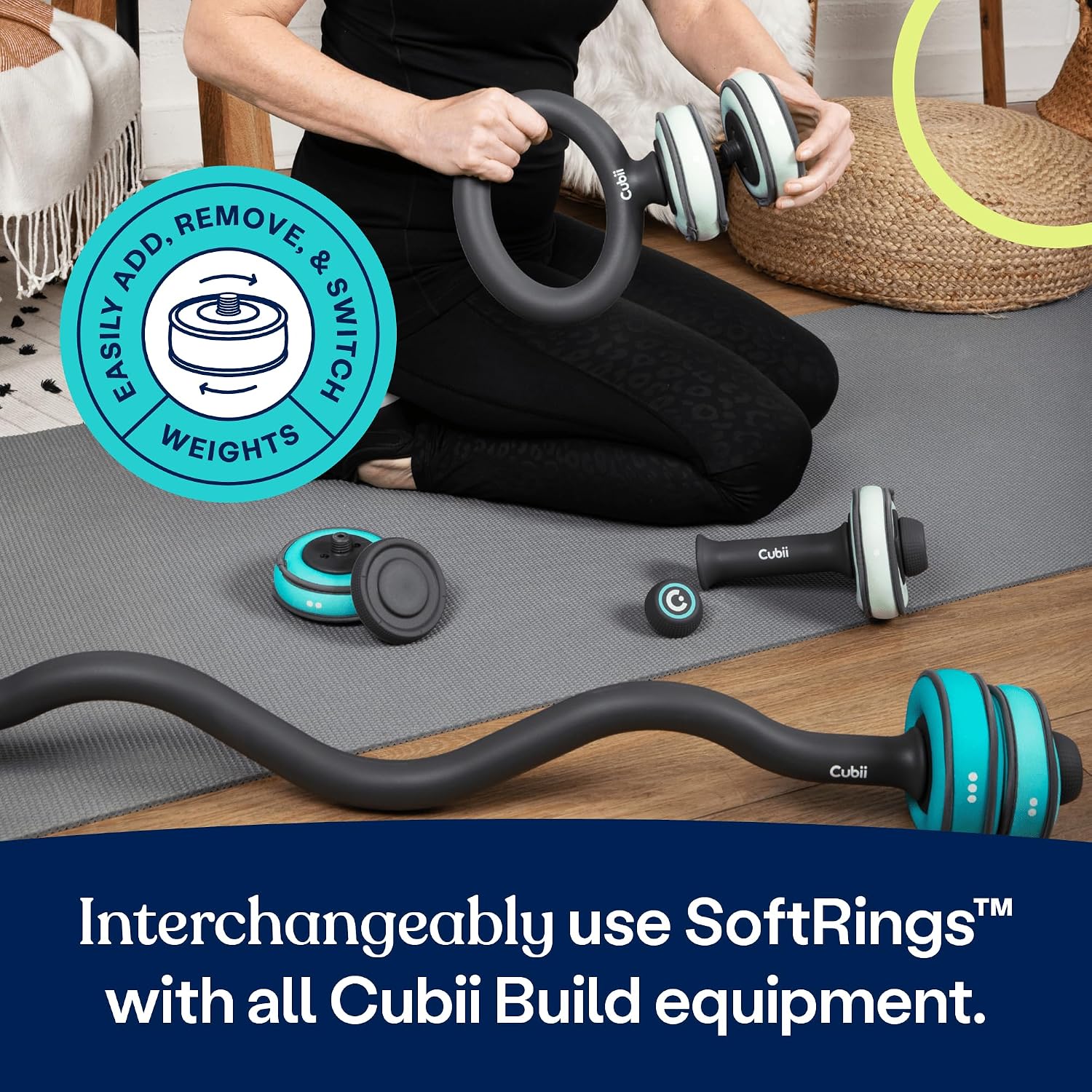 Cubii Build Adjustable Dumbbell Set - Includes Two Adjustable Hand Weight Dumbbells Plus 4 Cubii 1 lb SoftRings Free Weights with Fast and Easy Exercise Weight Adjust for Women and Men Strength - Image 6