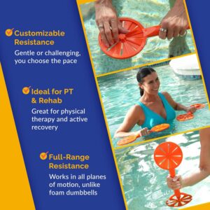 Pool Paddle Water Aerobics Equipment | Adjustable Resistance Pool Exercise Equipment for Adults, Swim Paddles Water Weights Dumbbells for Aquatic Exercise, Aqua Weights for Men & Women Workout Gear