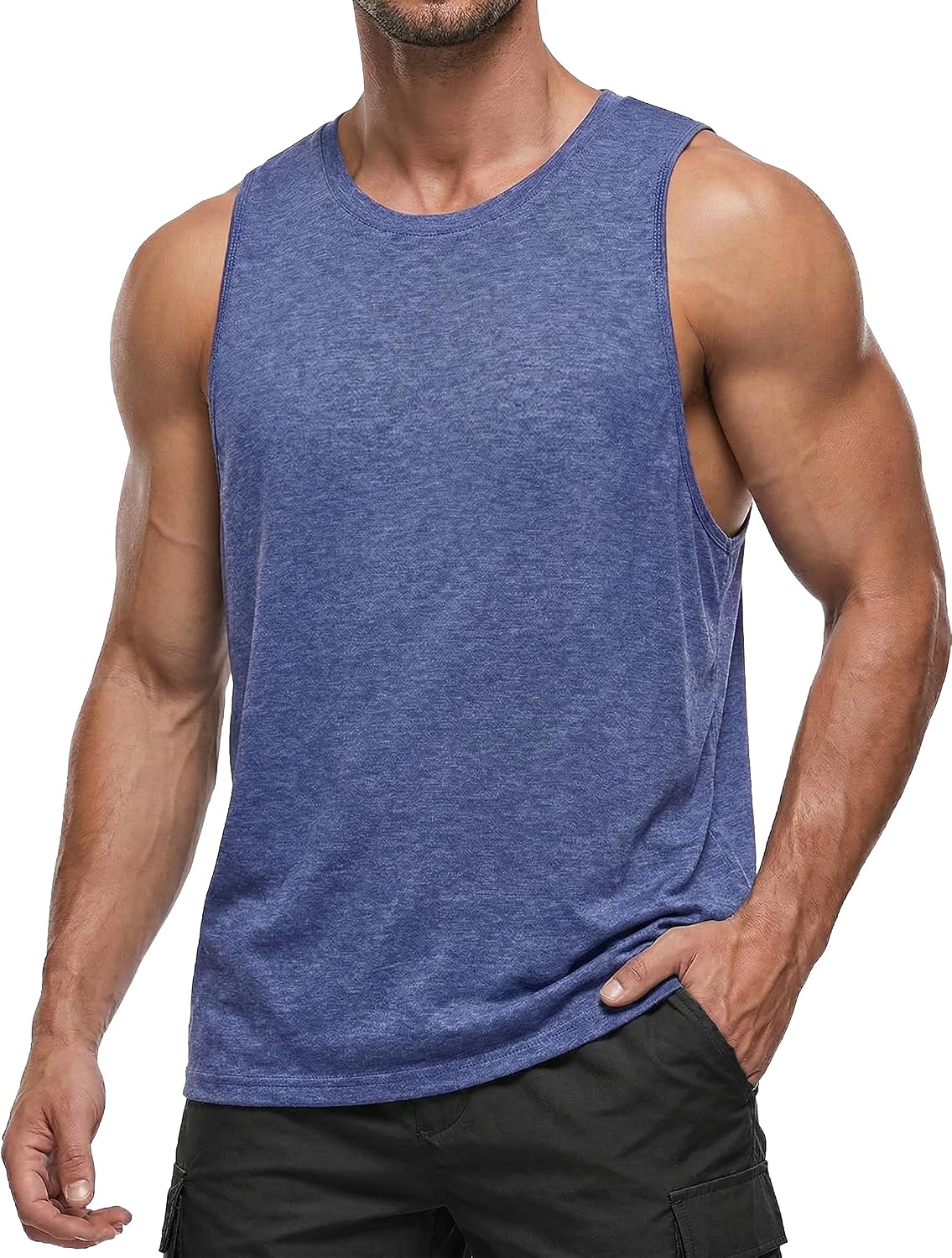PINSPARK Men's Tank Tops Quick Dry Summer Workout Muscle Shirt Athletic Casual Sleeveless Shirts for Bodybuilding Beach Gym
