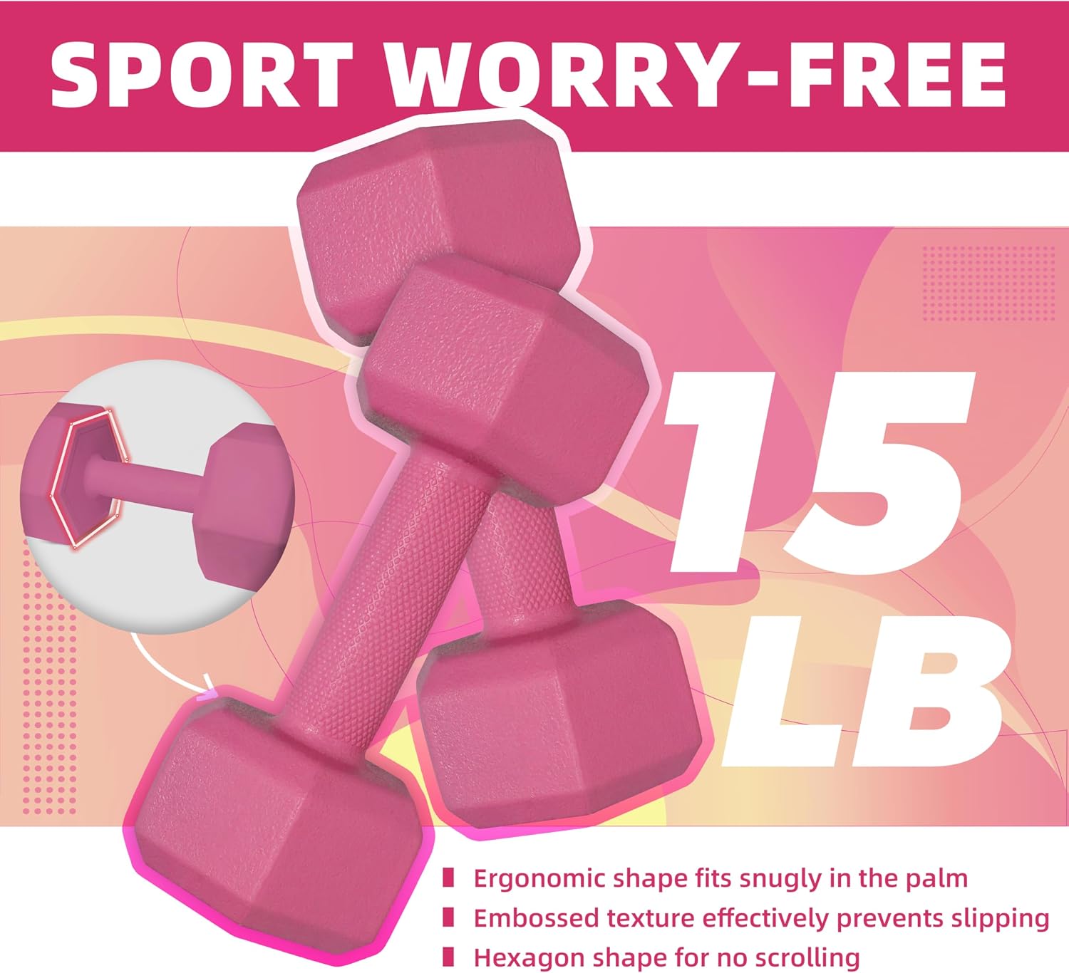 Dumbbell Hand Weight Sets 5/10/15/20/25/36lbs - 5 Colors Options - Exercise & Fitness Free Weights for Women & Men Home Gym Equipment Workouts Strength Training - Image 2