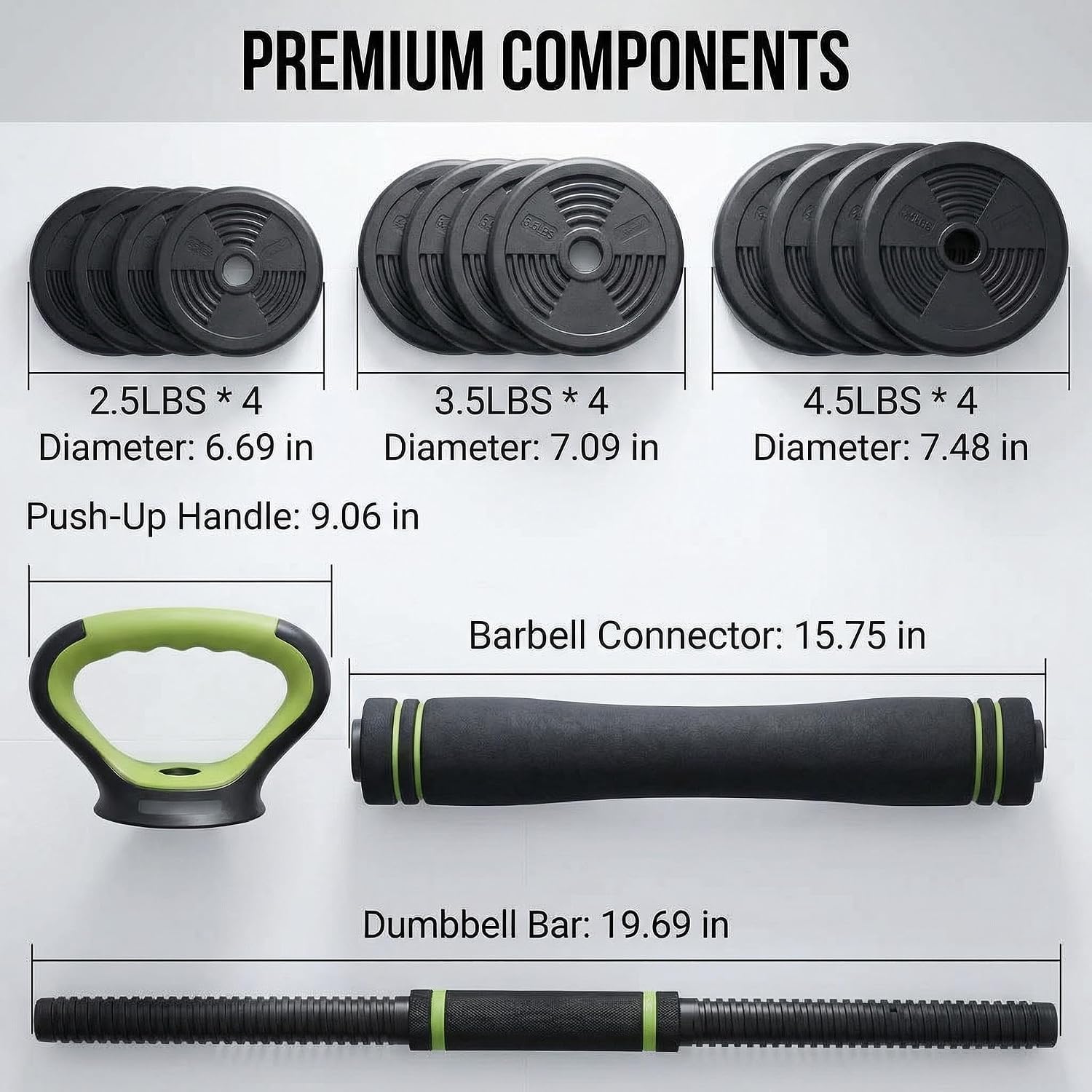 44LB Adjustable Dumbbell Set, 4-in-1 Weight Set with Barbell, Kettlebell & Push-Up Stand, Free Weights for Home Gym, Full Body Strength Training for Men & Women - Image 6