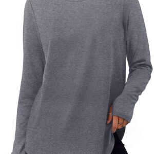 NIASHOT Workout Tops for Women Crewneck Long Sleeve Shirts with Thumb Holes UPF 50+ Sun Shirts for Hiking Running Gym Clothes