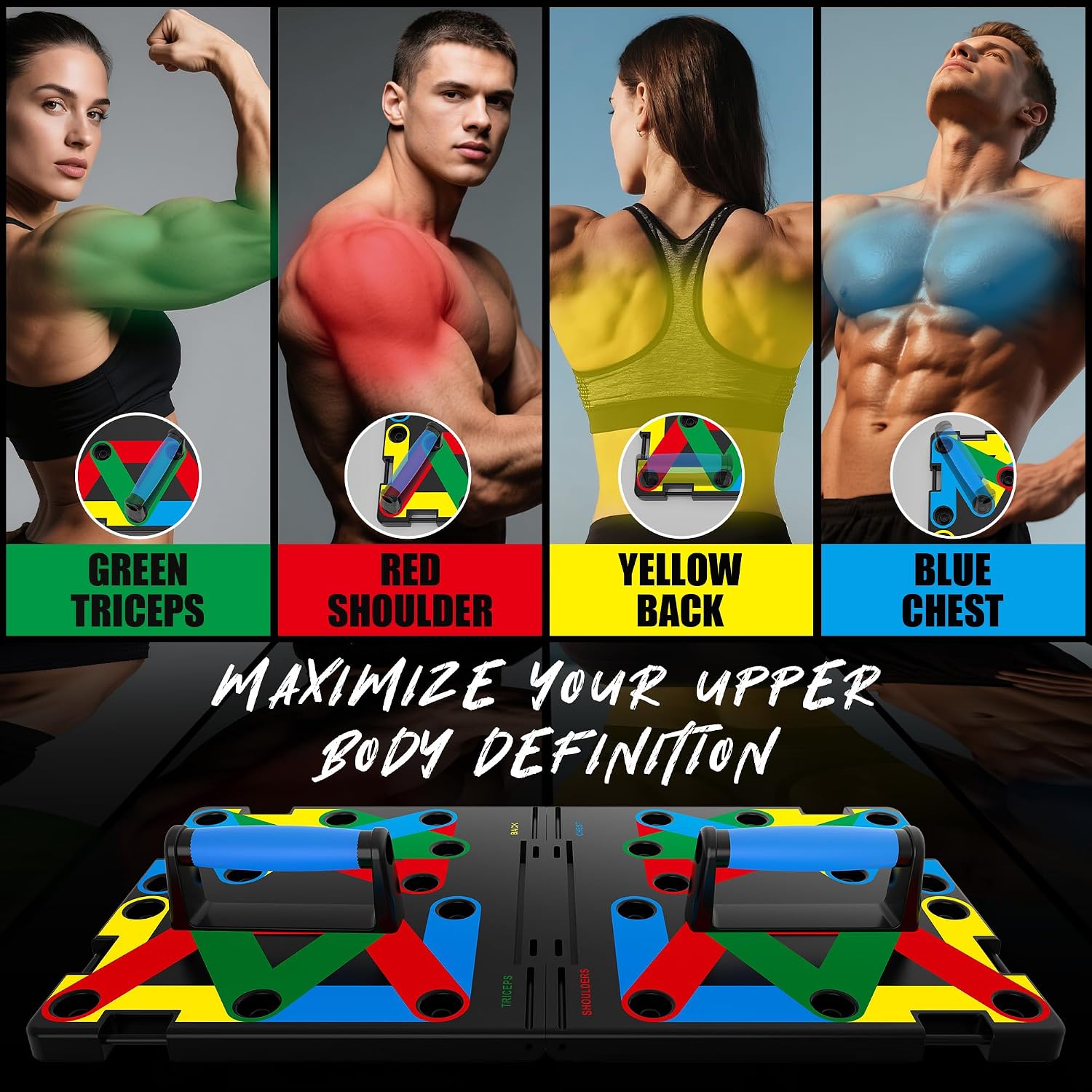 IUT Solid Push Up Board 15 in 1 Home Workout Equipment Multi-Functional Pushup Stands System Fitness Floor Chest Muscle Exercise Professional Equipment Burn Fat - Image 4