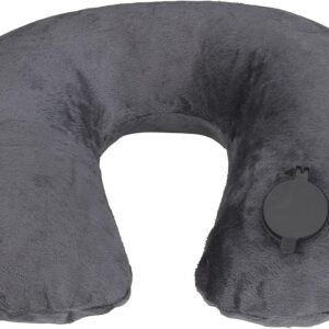 Lewis N Clark Compact Portable Adjustable and Inflatable Cervical Neck Pillow for Travel, Gray