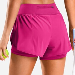 Soothfeel Women’s Running Shorts with Zipper Pocket 2 in 1 High Wasited Workout Athletic Gym Yoga Spandex Shorts for Women