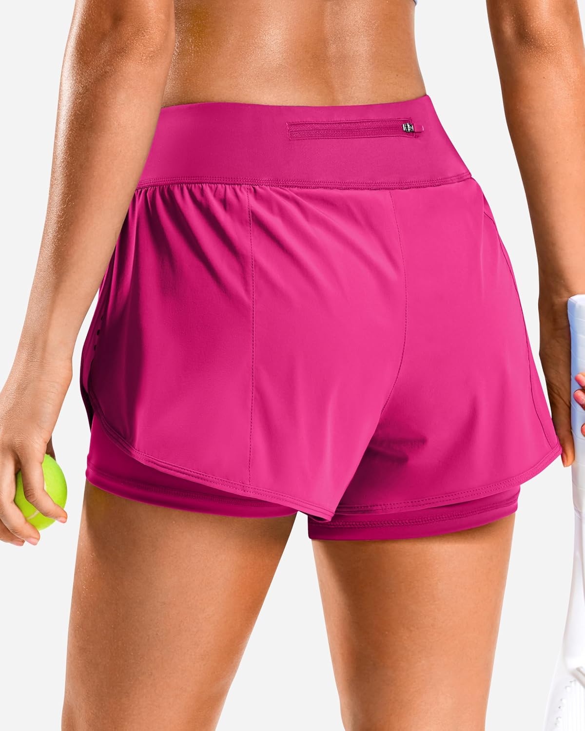 Soothfeel Women's Running Shorts with Zipper Pocket 2 in 1 High Wasited Workout Athletic Gym Yoga Spandex Shorts for Women - Image 2