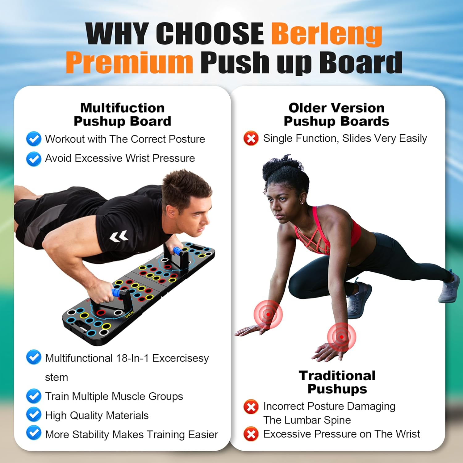 IUT Solid Push Up Board 15 in 1 Home Workout Equipment Multi-Functional Pushup Stands System Fitness Floor Chest Muscle Exercise Professional Equipment Burn Fat - Image 6