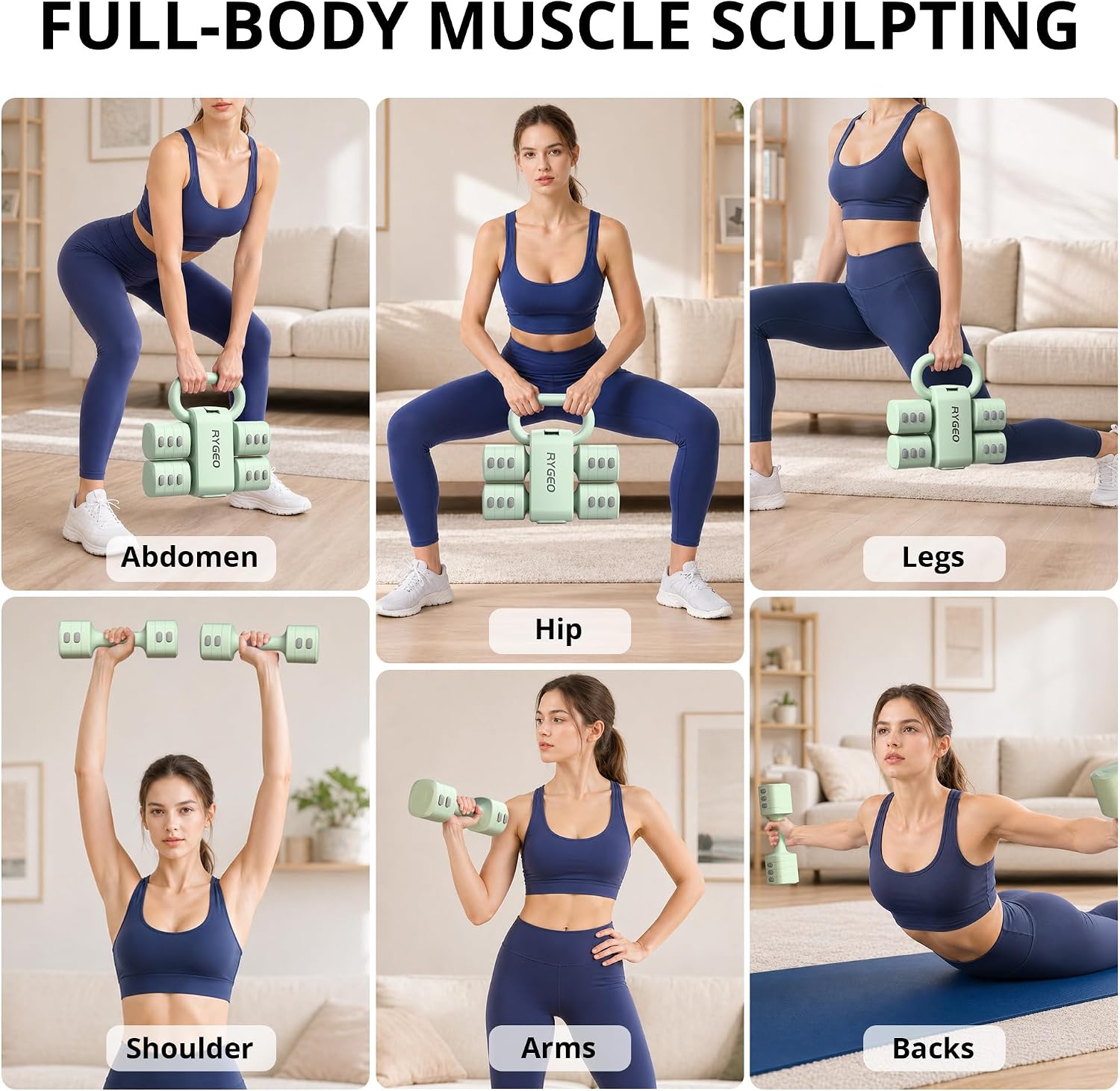 RYGEO Adjustable Dumbbell Set of 2, 4-in-1 Free Weights for Women & Men, Quick-Adjust Hand Weights 2lb, 3lb, 4lb, 5lb,12lbs, Ideal for Home Gyms, Chest Press Machines & Twisters. - Image 4