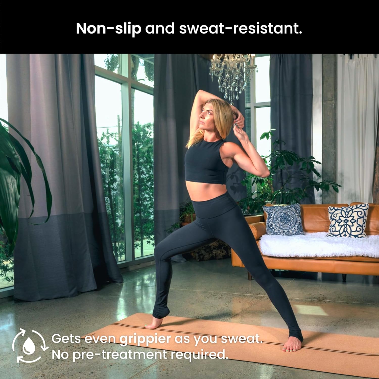 Luxury Cork Yoga Mat - Non Slip, Extra Thick Grip. Thicker, Longer, and Wider for More Comfort and Support. Tough Enough For Hot Yoga. Natural, Non Toxic, and Eco Friendly. Optional Alignment Lines. - Image 3