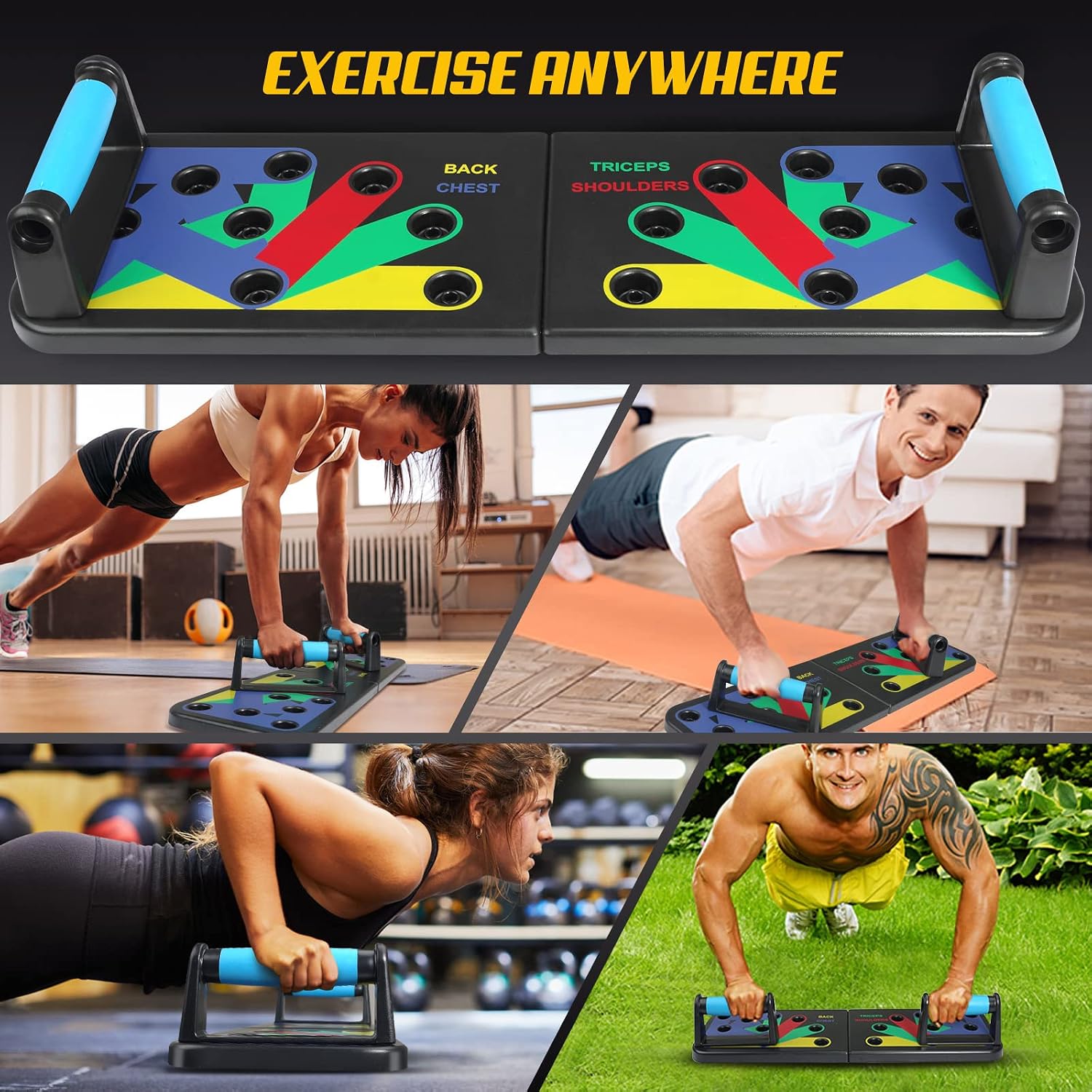 IUT Solid Push Up Board 15 in 1 Home Workout Equipment Multi-Functional Pushup Stands System Fitness Floor Chest Muscle Exercise Professional Equipment Burn Fat - Image 7