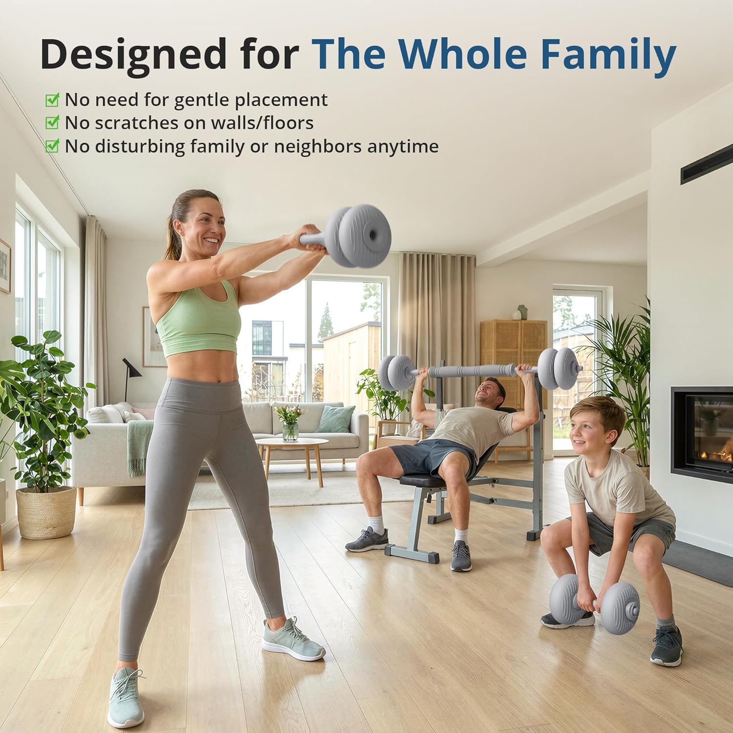 RYGEO Adjustable Dumbbell Set 22lb/44lb/66lb/80lbs Free Weights and Connector, Convert to Barbell, Kettlebells, All Floor Friendly Soft-shell Dumbbells, Home Gym Fitness for Men Women - Image 4