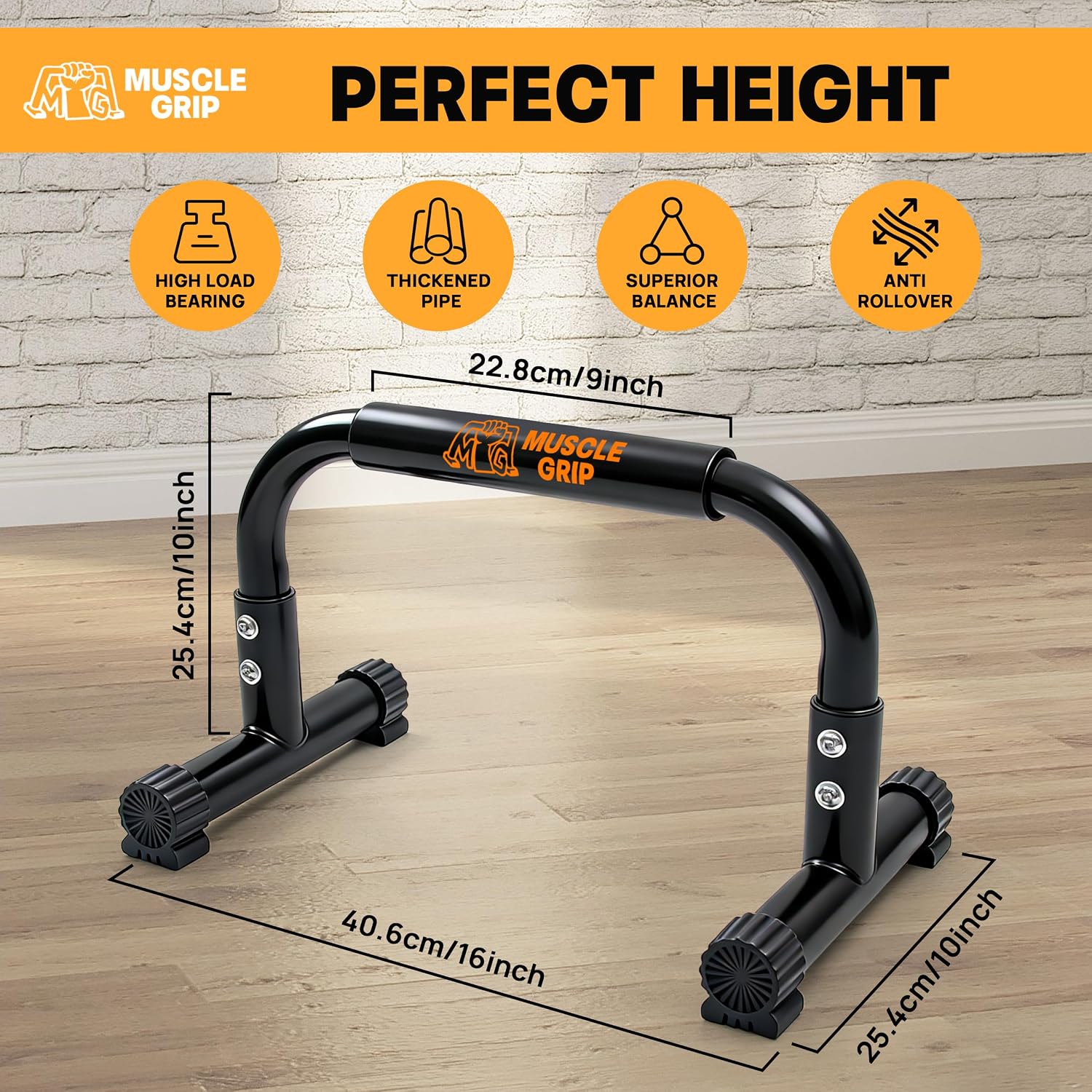 Push Up Bars Parallettes, 10โ Heavy-Duty Steel Dip Bars with Non-Slip Foam Handles, Calisthenics Equipment for Handstands, L-Sit & Dips, Home Gym Workout Set with Jump Rope - Image 4