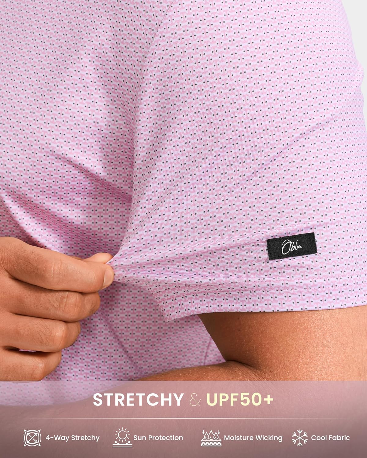 Obla Mens Golf Shirt Short Sleeve Dry Fit Moisture Wicking Performance Athletic Casual Print Collared Polo Shirts for Men - Image 6