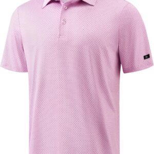 Obla Mens Golf Shirt Short Sleeve Dry Fit Moisture Wicking Performance Athletic Casual Print Collared Polo Shirts for Men